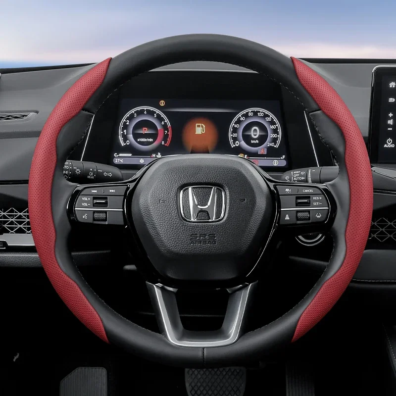 Suitable for Honda's Breathable Holes Leather Steering Wheel Cover Segmented Quick Release Design Non-Slip and Durable