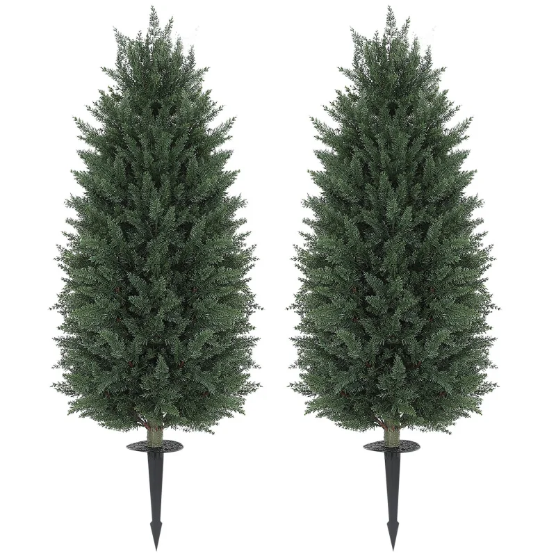 

43.3 Inch Set of 2 UV Resistant Indoor Outdoor Artificial Cypress Topiary Tree with Ground Stake Faux Plants Shipping from USA
