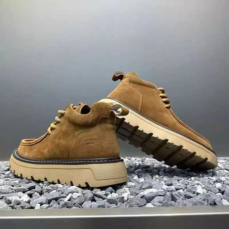 الخريف الشتاء الرجال منصة الأحذية مصمم عدم الانزلاق دراجة نارية الأحذية أحذية الدانتيل 2025 جديد الرجال المألوف المشي أحذية عمل #5