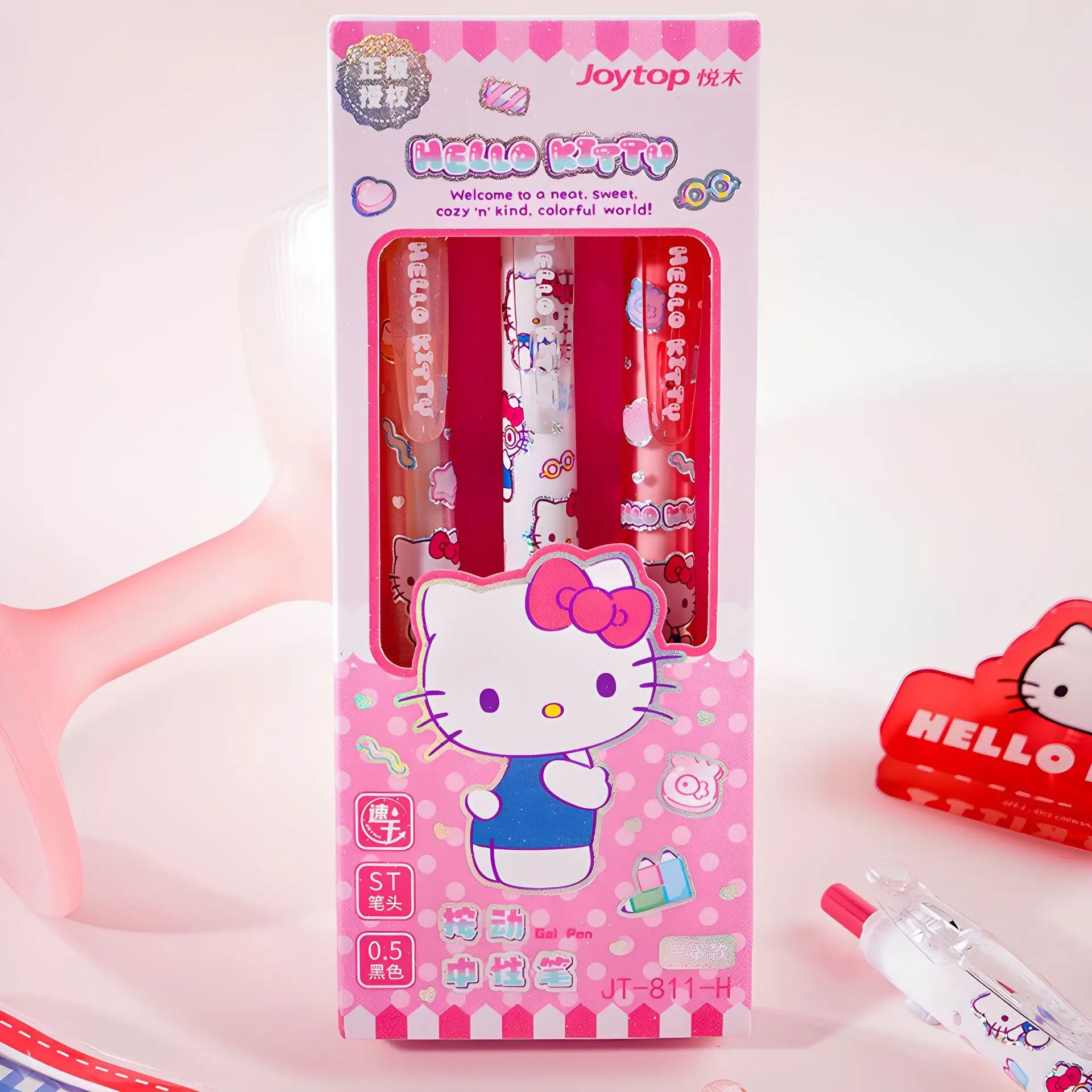 

3pcs/Box Hello kitty Kuromi Ballpoint pen Cartoon Neutral Pen Cute 0.5mm Cartoon Student Speed Drying Brush Question Pen High Ap