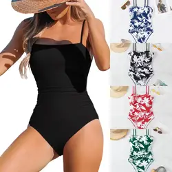 2026 Bandeau Swimsuit One Piece Printed Swimwear Female Backless Monokini Women Bathers Bathing Swimming Swim Suit Beachwear