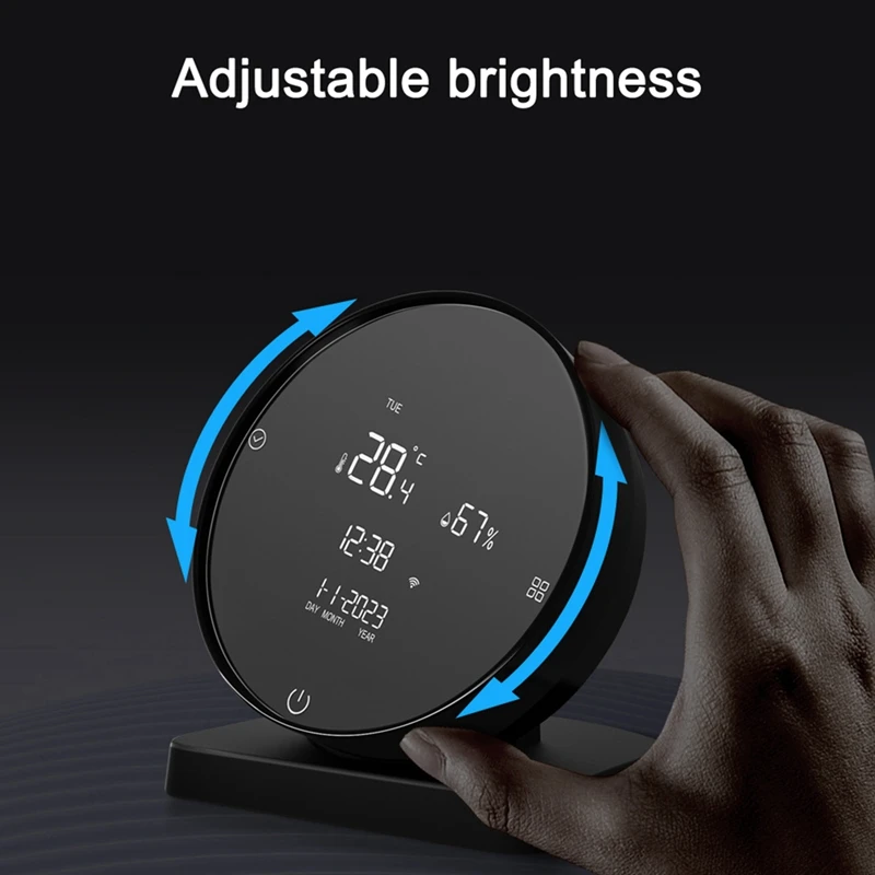 Imagem -03 - Detector de Temperatura e Umidade Recarregável Usb Higrômetro de Quarto do Bebê em Casa Display Lcd Controlador ir Preto Tuya Wi-fi