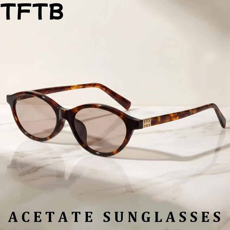 

TFTB Luxury Acetate Women Trendy Polarized Sunglasses High-quality Retro Oval Street Photography UV Protection Fashion Glasses