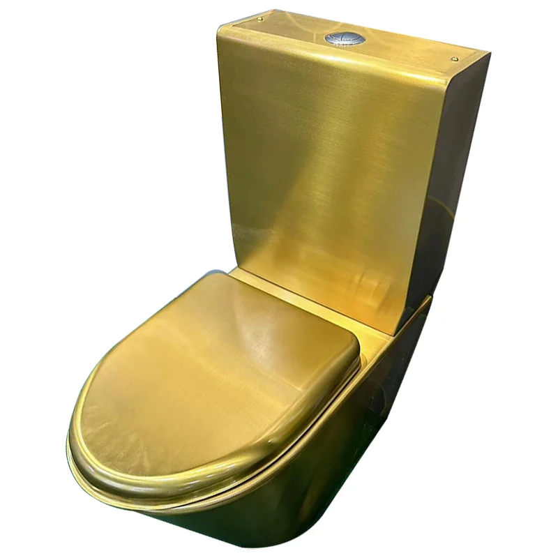 

Brushed Gold 304 Stainless Steel Toilet Modern Small-sized Toilets Cover Easy To Clean Install Commercial Toilet