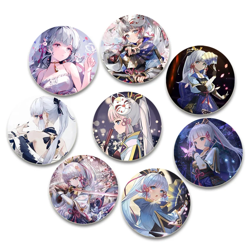 Genshin Impact Badge Kamizato Ayaka Cosplay Cute Brooches Creative Exquisit Enamel Pins for Clothes Backpack Jewelry Accessories