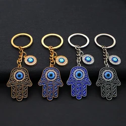 Turkish Devil Eye Keychains for Women Men Rhinestone Hamsa Hand Keyrings Fashion Bag Car Airpods Box Key Accessories Gift