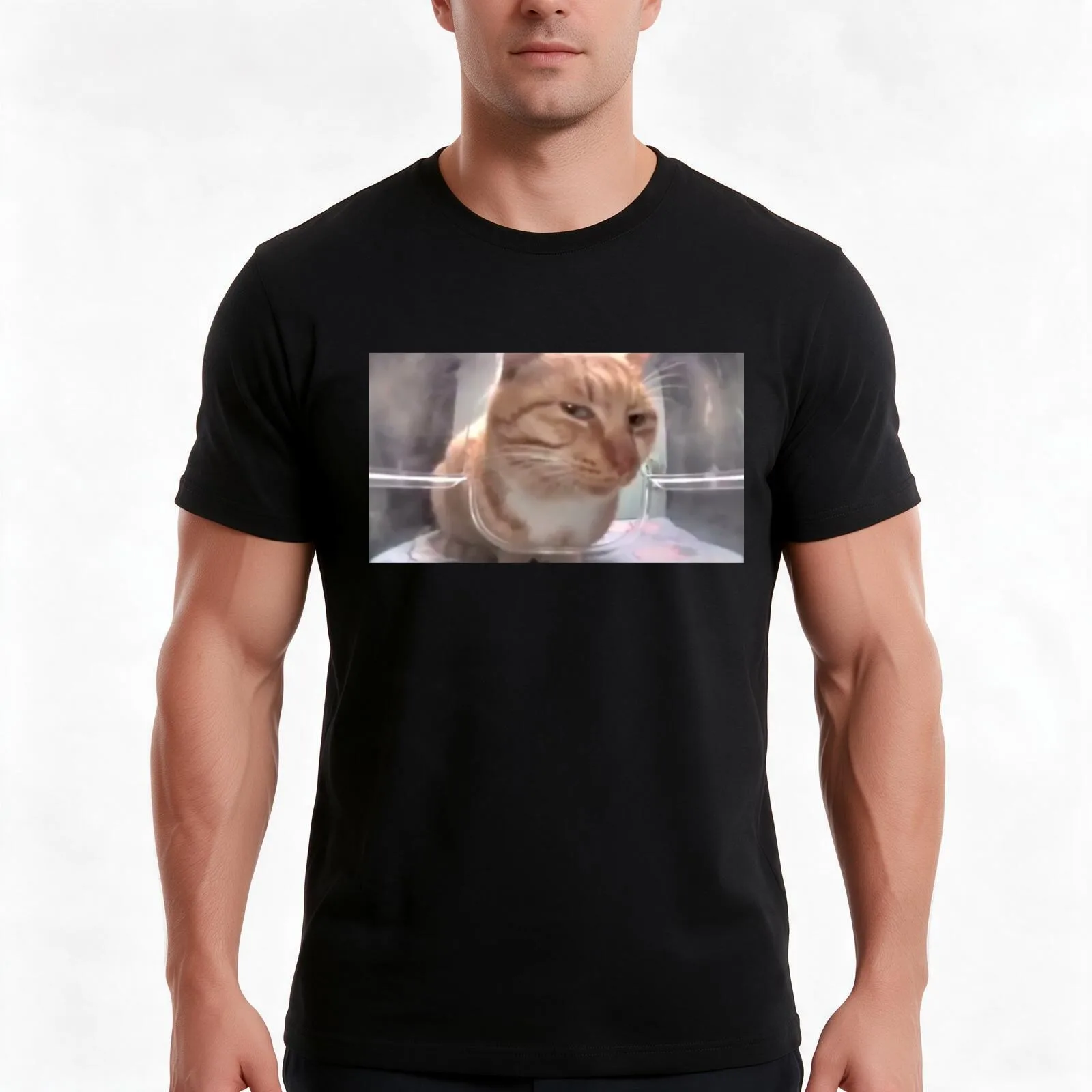 Mr. Fresh side eye cat T-Shirt Summer Casual Cotton Tee Oversized Streetwear Tops Vintage Graphic Print Unisex Men Women