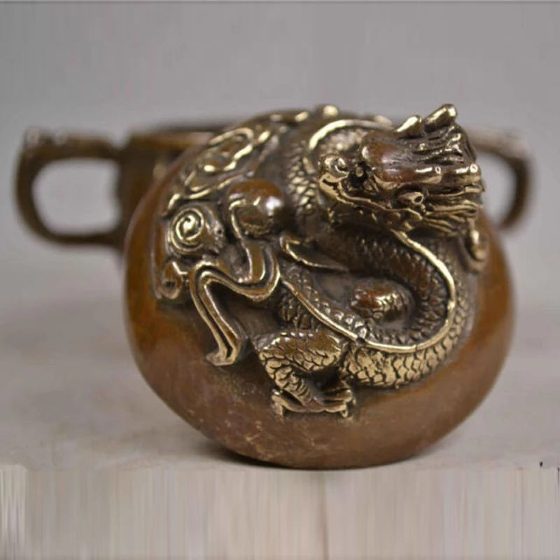 Elaborate Chinese Old Collectibles Handwork Copper Incense Burner with Dragon Statue Lid