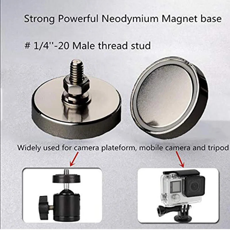 4pcs D32mm 1/4 ''-20,  Super Powerful Neodymium Round Magnet with Male Threaded Stud,  Strong magnetic suction cup fixed magnet