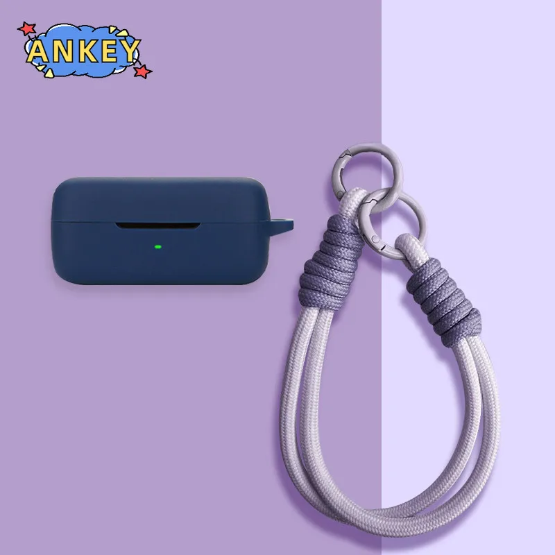 for EarFun Free Pro3 Case Soft Silicone Protective Portable Scratch Shock Resistant Shell with Carabiner Lanyard