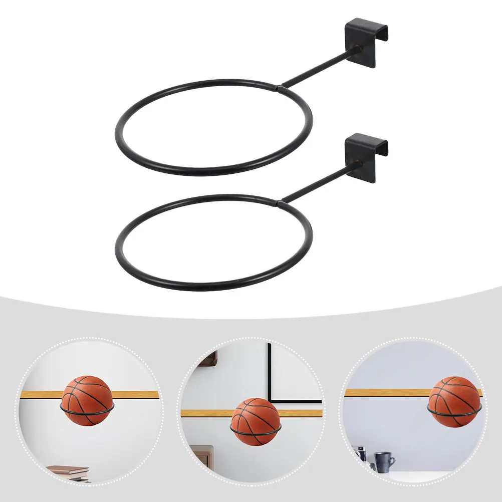 

2Pcs Basketball Mount Balls Rack Rack Black Iron Sports Display St Basketball Holder Storage Home Gym Fitness Ball