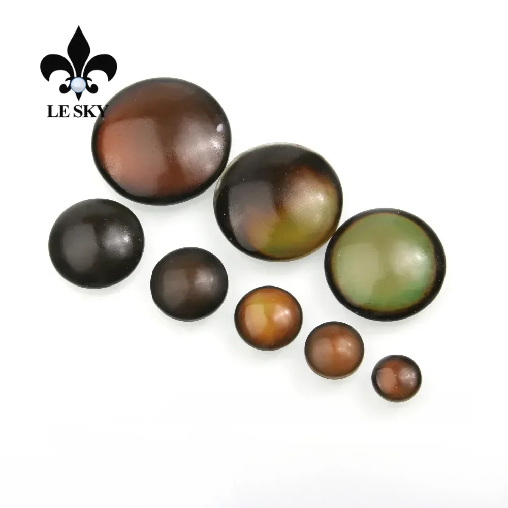 10 buah/tas Cabochon warna berubah dengan suhu bentuk bulat tanpa lubang kaca Cabochon manik grosir untuk membuat perhiasan cincin DIY