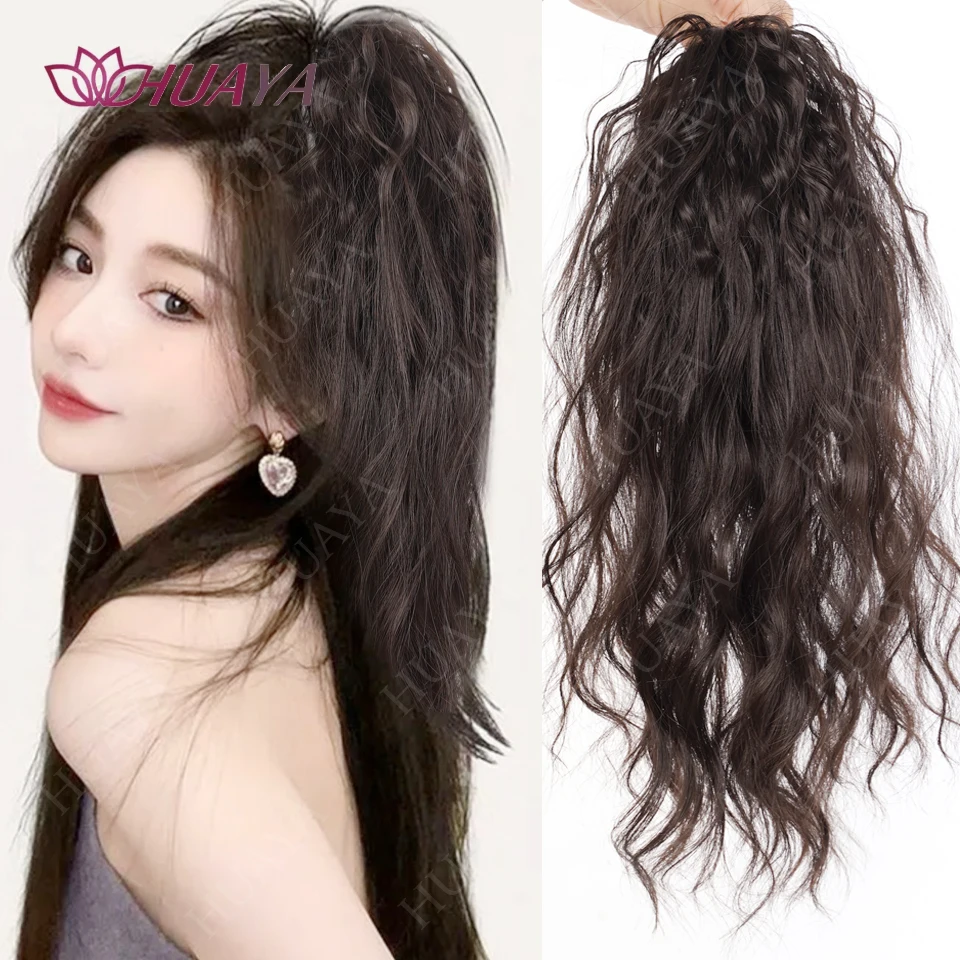 Synthetic 16Inch Ponytail Claw Clip Ponytail Extensions Short Curly Ponytail Ladies Black Brown Blonde Hair Clip for Women