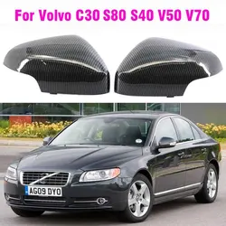 Carbon Fiber Colour  For Volvo C30 S60 S80 S40 V50 V70  Wing Door Mirror  Cover Casing  39850573 39850593