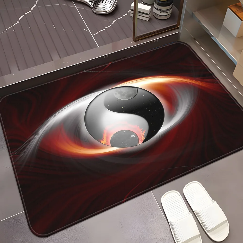 Durable Yin Yang Cosmic Energy Doormat Waterproof Entryway Rug Modern Abstract Feng Shui Mat for Porch Door Home Decor Utility M
