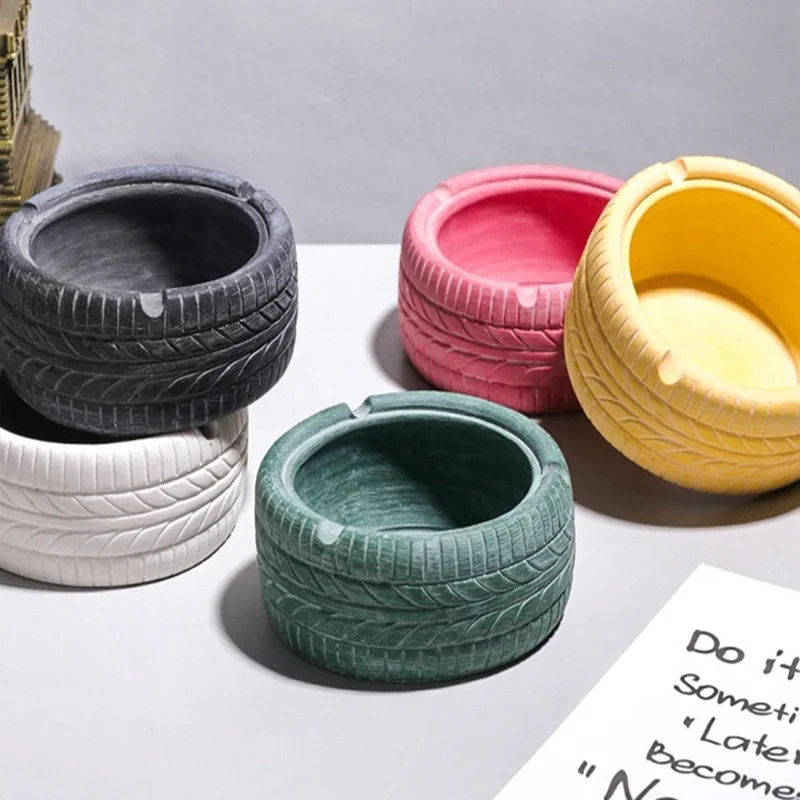 Personalized tire ashtray - resin wheel design, suitable for multiple scenarios, American retro decorative smoking accessories view 2