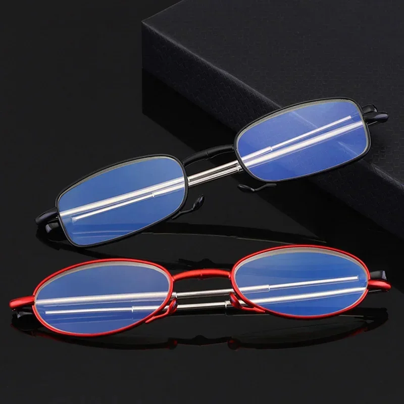 2022 Folding Reading Glasses With Case Men Women Telescopic Rotation Presbyopia Eyeglasses Includes Glasses Case +1.0~+4.0