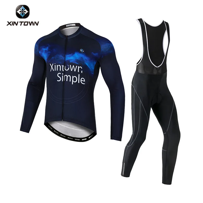 Road Cycling Clothing Men Long Pants Man Clothes Sleeve Jersey Summer Equipment Autumn Bike Bib Set Automn Mtb Bicycle Full Wear
