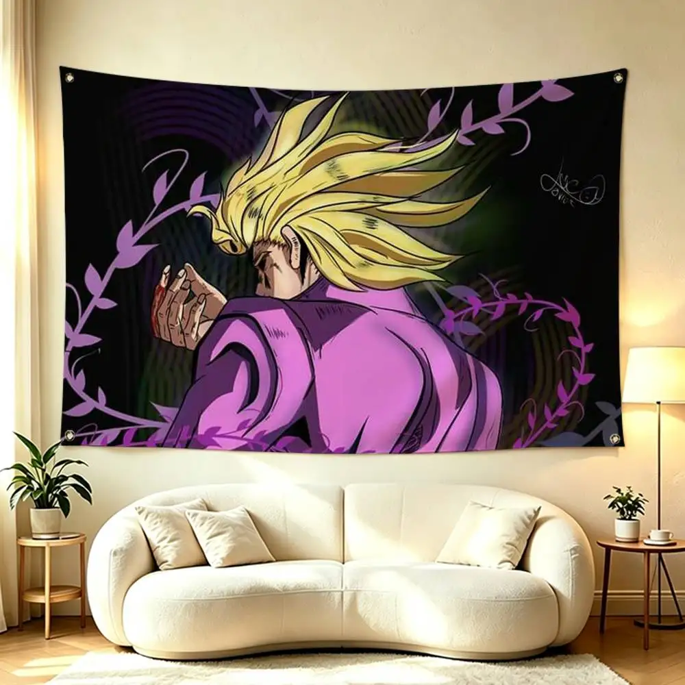 Anime J-JoJos Giorno Giovanna Flag Suitable For Party Club Outdoor Interior Wall Decoration Banner Fans Gift