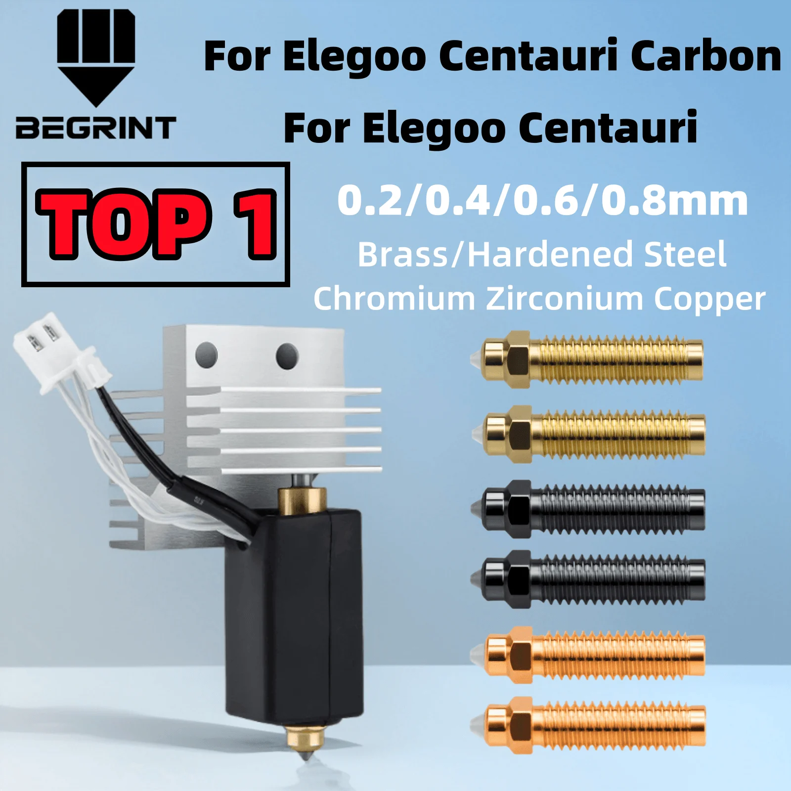 

Для экструдера Elegoo Centauri в сборе Centauri Carbon Hotend 0,2 0,4 0,6 0,8 термистор сопла из закаленной стали детали 3D-принтера