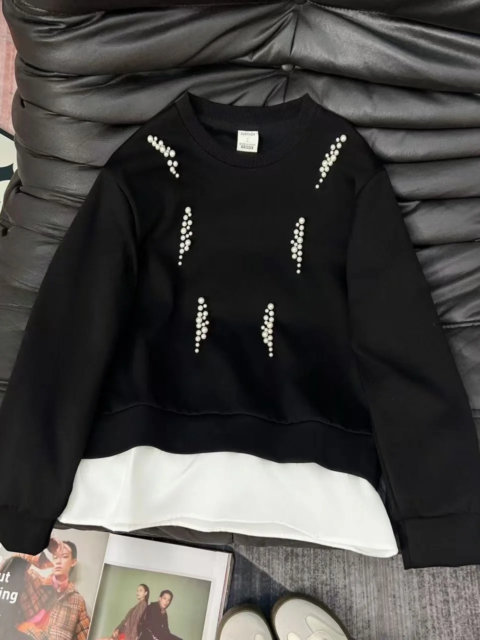 

Fashionable Casual Versatile Fake Two-Piece Sweatshirt Loose Outerwear Top Large Size Korean Style New Autumn Season
