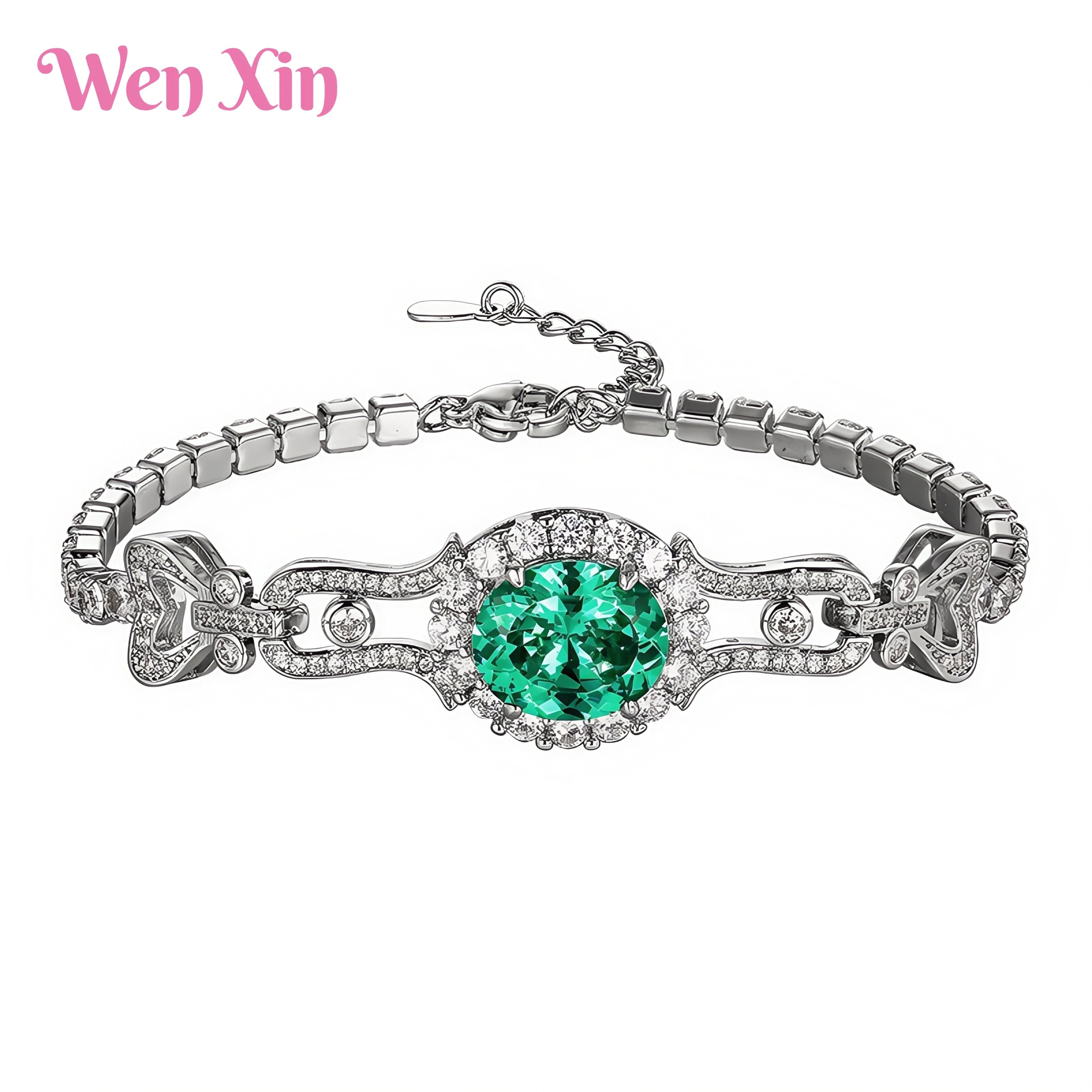 

WENXIN Brand MUSHAN MCT Fashion Copper Chain Bracelets Bangle For Women Fashion Colorful Gemstones Jewelry Accessories