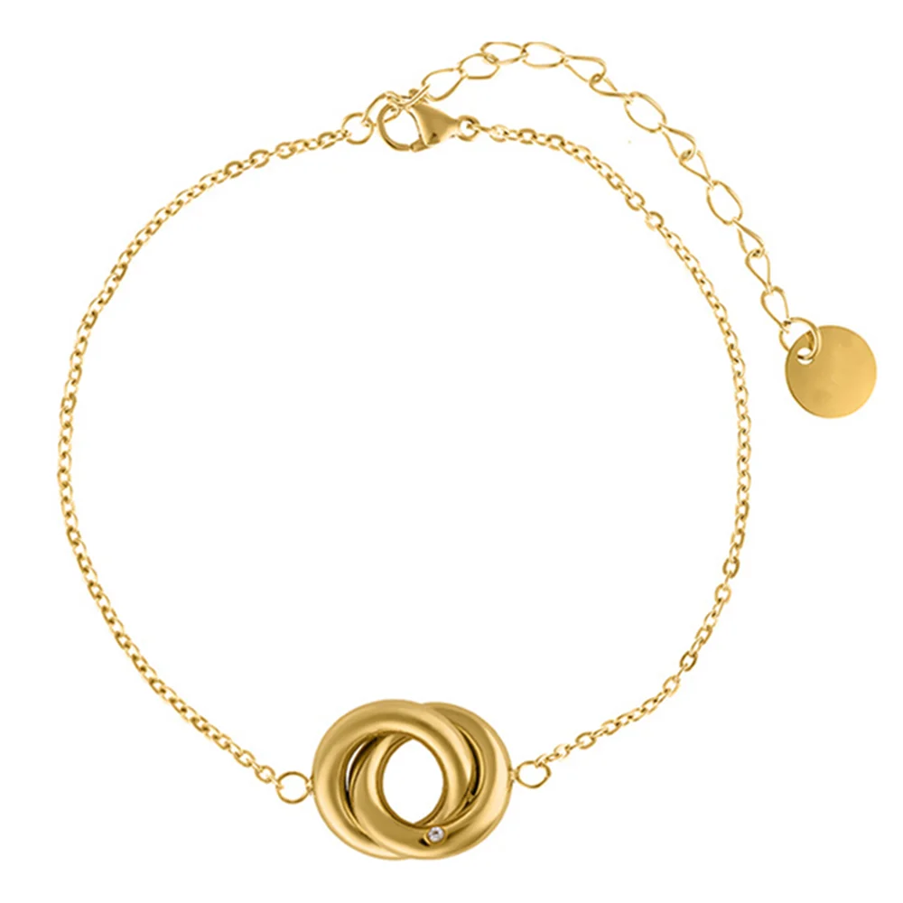 

High quality stainless steel double ring bracelet two Interlocking Eternity Circles bracelet mother's day jewelry gifts