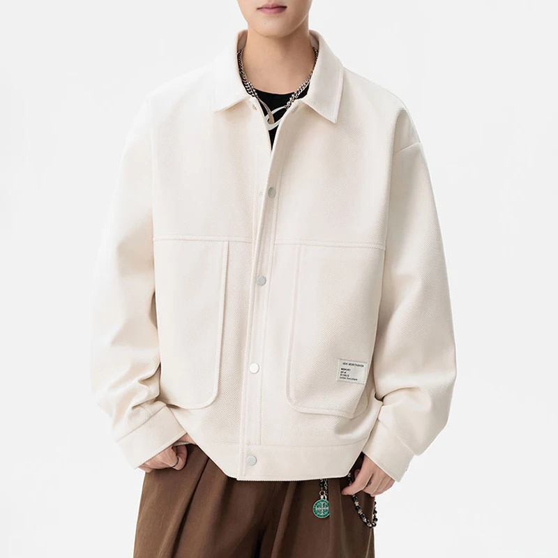 

Fashionable Men's Jacket Trendy Basic Winter Wear Retro Collar Casual Workwear Versatile Oversized Men's Clothing Outerwear