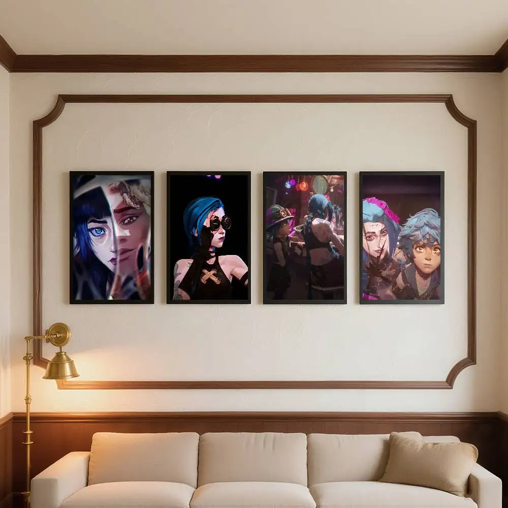 1 قطعة الكرتون أنيمي لعبة غامض L-LOL Jinx المشارك ذاتية اللصق الفن ورق مقاوم للماء ملصق مقهى بار غرفة جدار ديكور