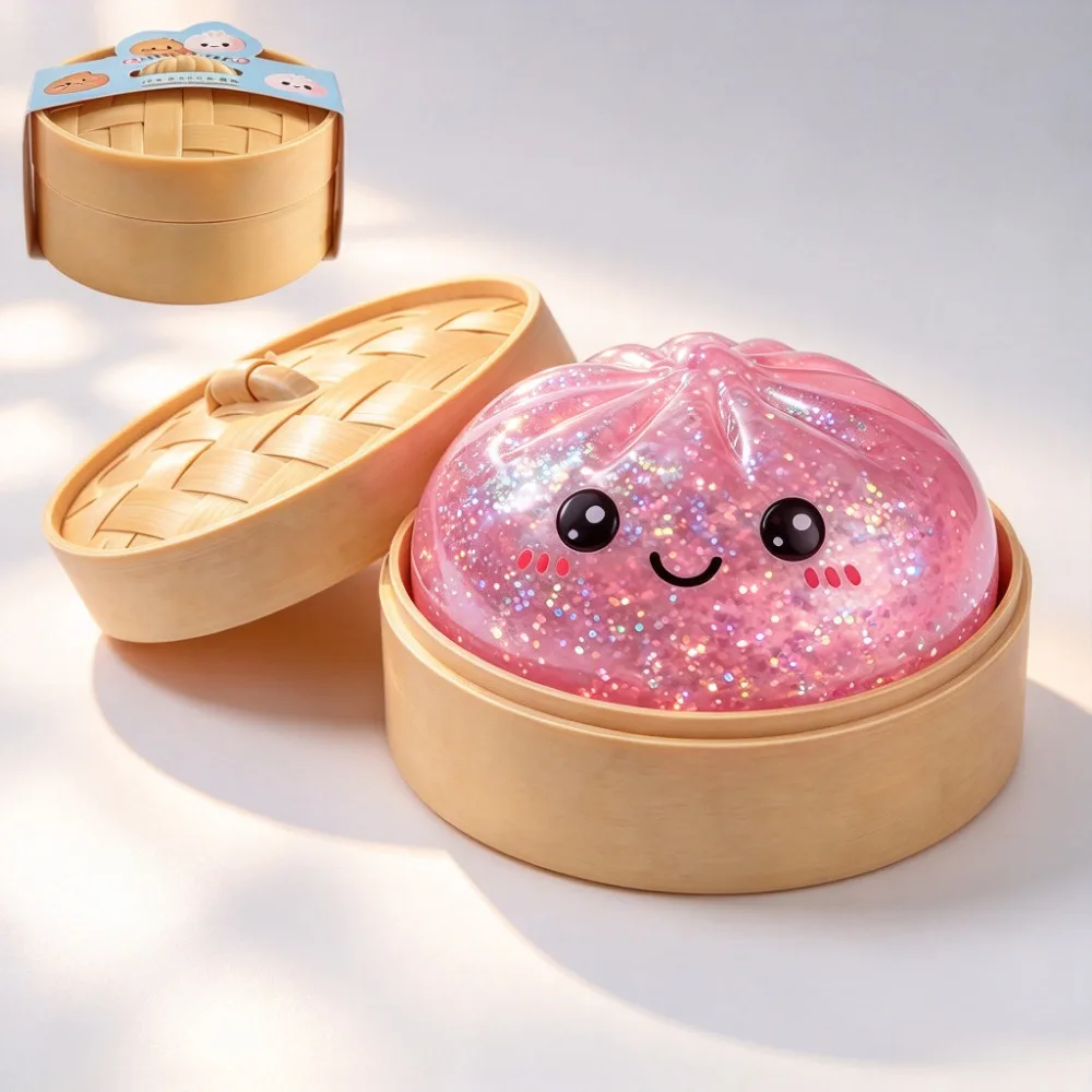8.5cm Shiny Extra-Large Bun Squeeze Toy Glitter Version Cartoon Expression Stress Relief Toy Slow Rebound Venting Bun Toy