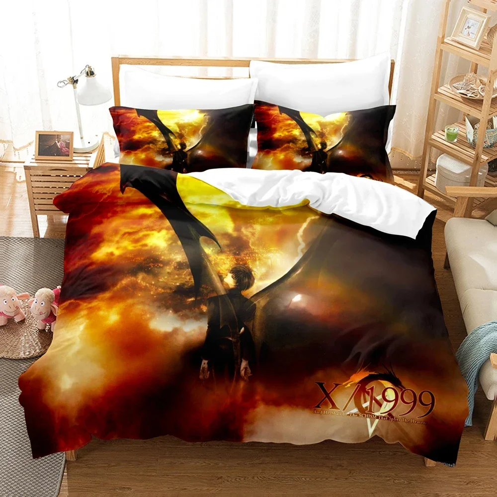 Juego de cama con estampado 3D de Anime X1999, funda nórdica, edredón, funda de edredón, funda de almohada, King Queen, tamaño doble, niños, niñas y adultos