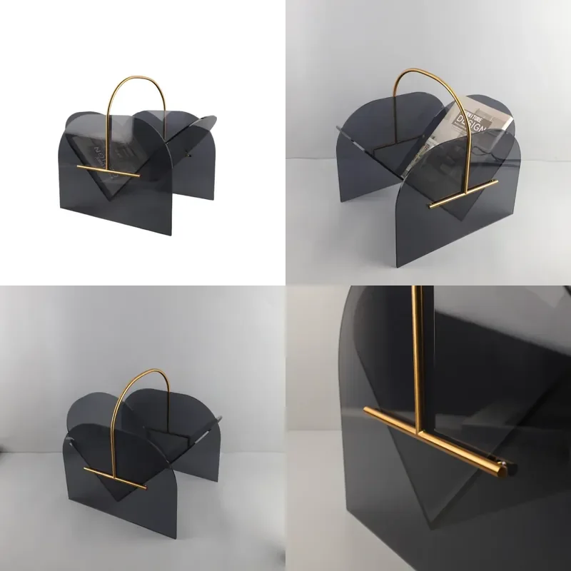 Nordic Creative Acrylic Portable Magazine Shelf Storage Newspaper Bookshelf Decorative Ornament for Study Hotel Home