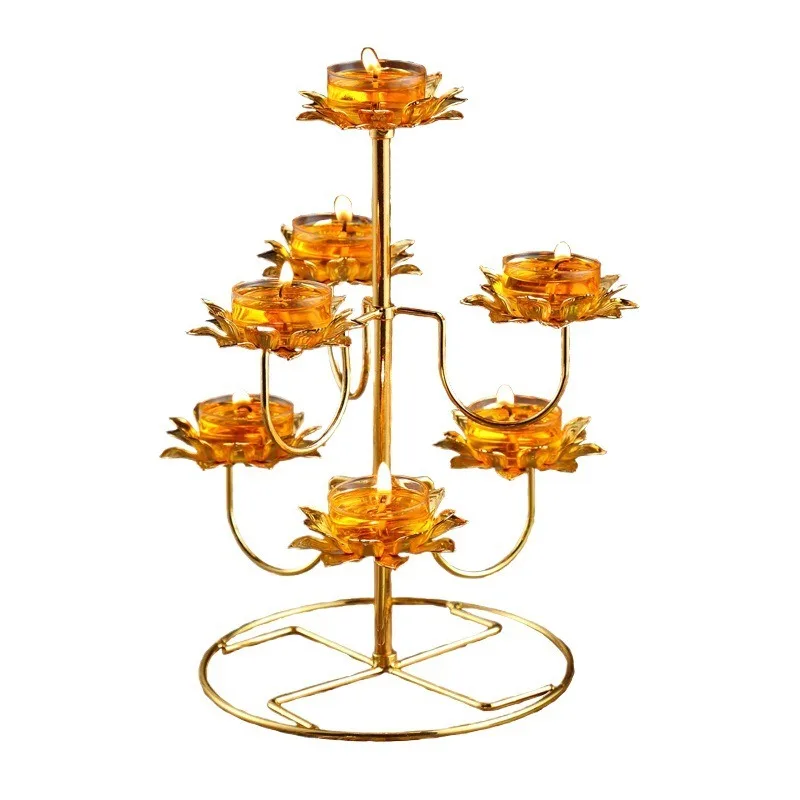 

Ghee oil lamp holder Lotus household Buddha everbright Buddhist relic Beidou seven-star colorful bottom seat lamp holder