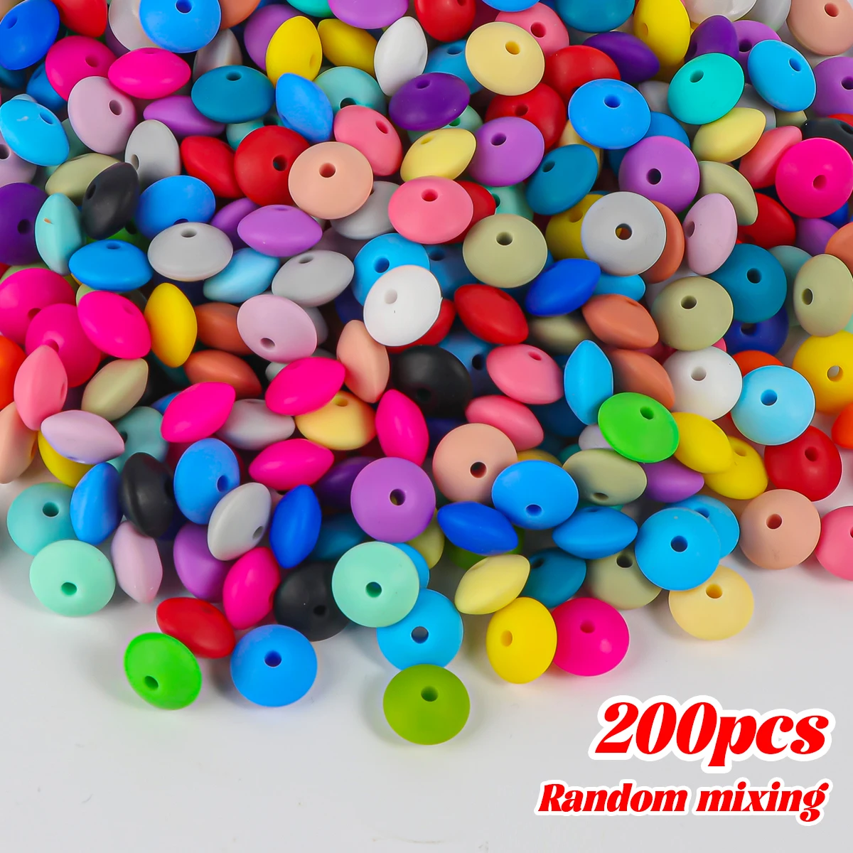 Kovict 200 Uds. Cuentas de lentejas de silicona de 12mm cuentas de ábaco espaciadoras para fabricación de joyería DIY collar pulseras accesorios hechos a mano