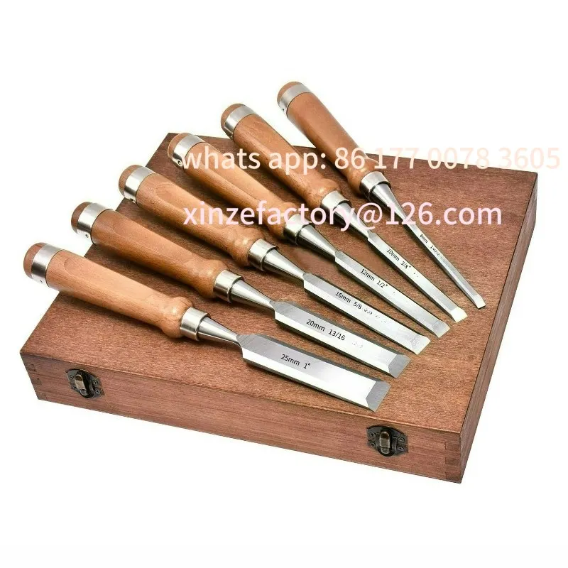 

Customizable 6Pcs Wood Chisel Tool Sets Woodworking Carving Chisel Kit with Premium Wooden Case for Carpenter Craftsman Gift