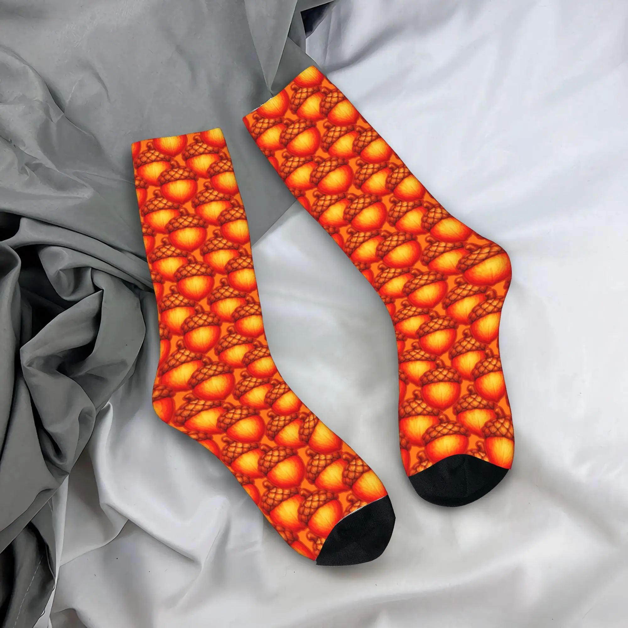 Acorn Cartoon Autumn Nut Fall Plant Nature Decor Glowing Stockings Leisure Socks Autumn Non-Slip Socks Couple Cycling Soft Socks