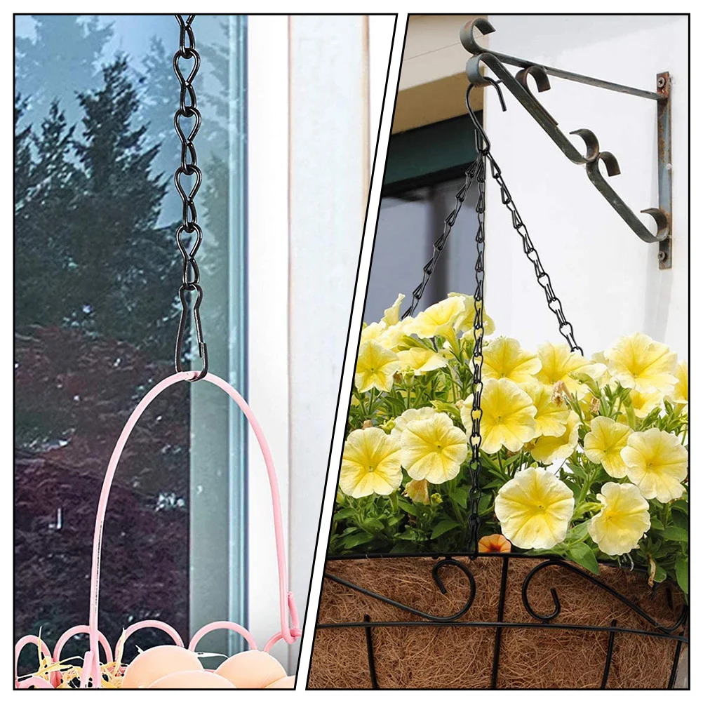 5 Pcs Flower Basket Bird Cage Chain Hangers for Planter Fence Decorations Picture Black Pots Outdoor Hanging Lantern