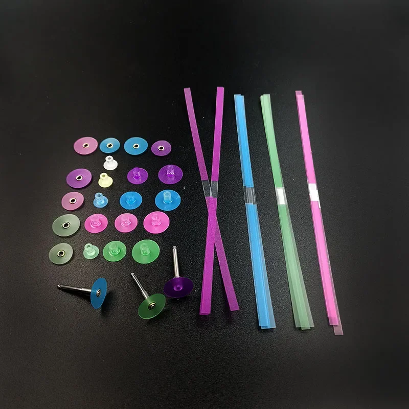 

36pcs/set Dental Polishing Strips Disks for Composite Resin Dentures 4 Grit Sizes 12-50 Μm with Central Blank Lab Tools