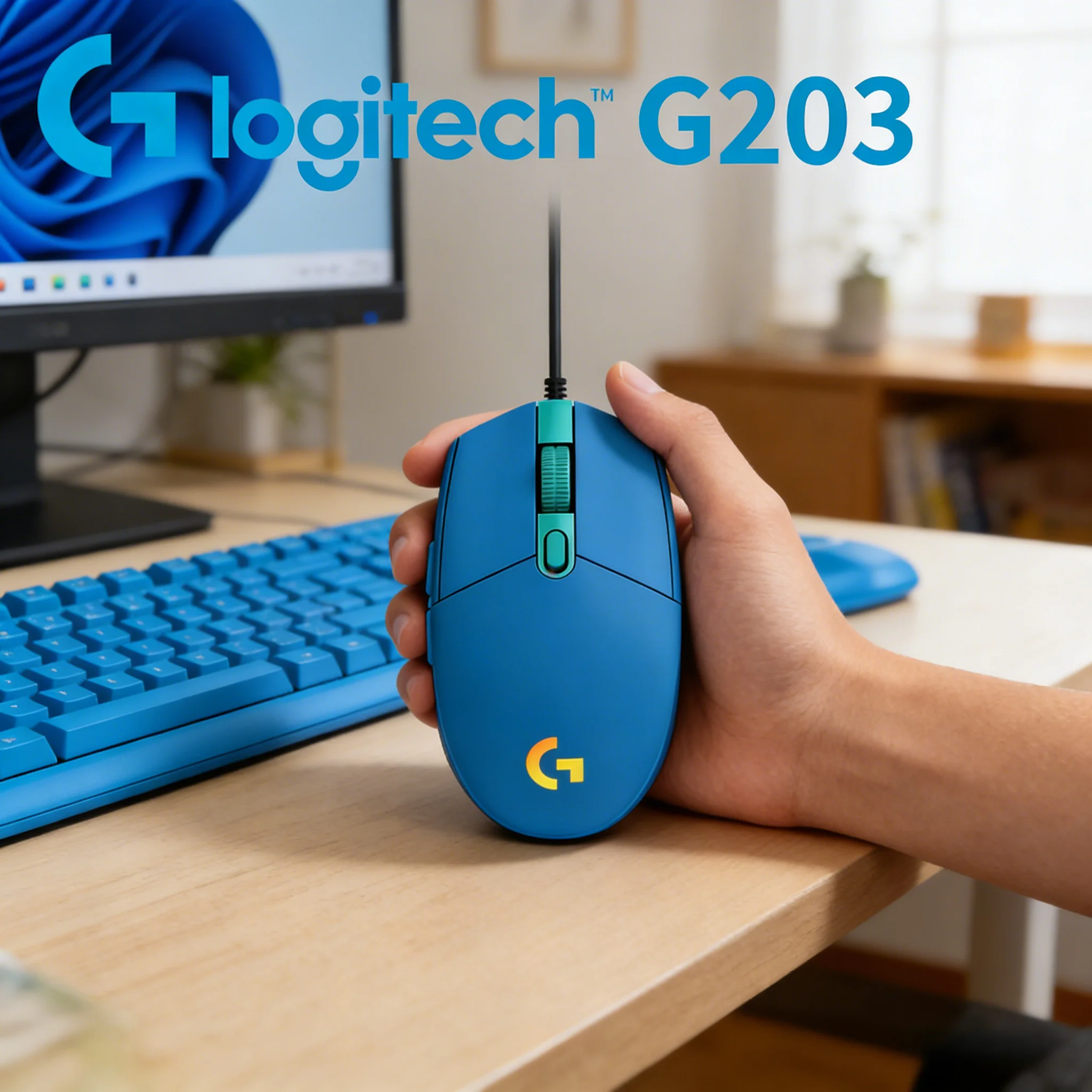 Logitech G203 LIGHTSYNC Wired Gaming Mouse 8000 DPI Optical Sensor RGB Backlit 6 Programmable Buttons for PC Laptop Gamer