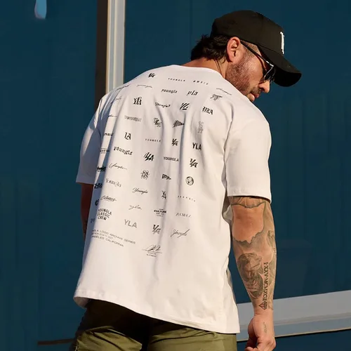 Camiseta estampada con cuello redondo 100 de algodón para hombre, camiseta de manga corta suave y transpirable con patrón único, informal, cómoda para uso diario