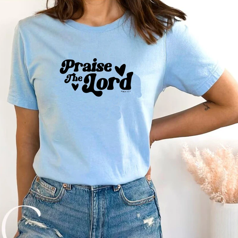 Jesus Women T Shirt Cotton Short Sleeve Graphic Tee Praise The Lord Religious Vintage Clothes Christian Tshirt Church T-shirt