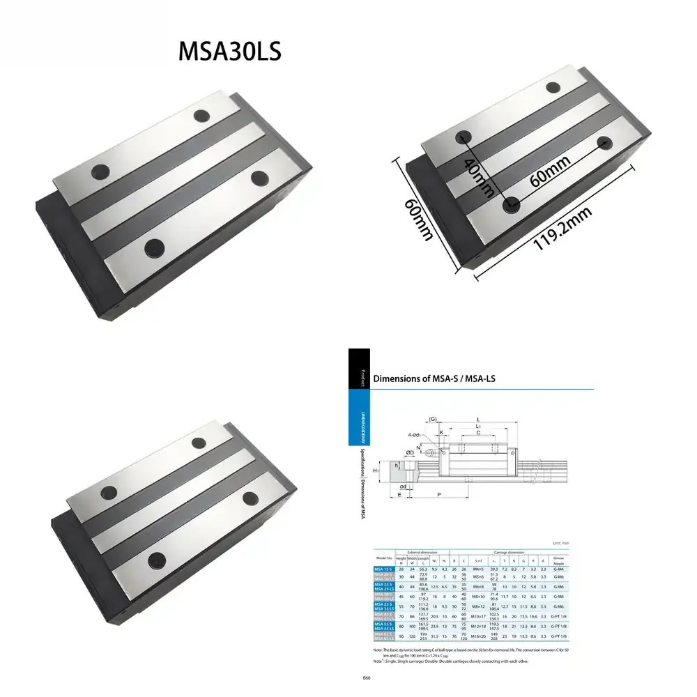 Bloc coulissant de rail de guidage linéaire pour PMI MSA30LS MSA30 MSA30LSSSFC de Taïwan, pièces de machine CNC de haute précision pour l'industrie