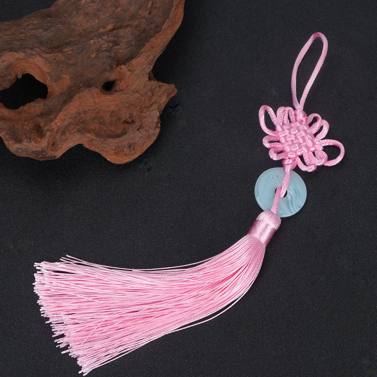 5Pcs Peace Buckle Hanging Pendants Chinese Knot Jade Pendants Red Purple Yellow Lake Blue Pink Car Decorations Good Luck