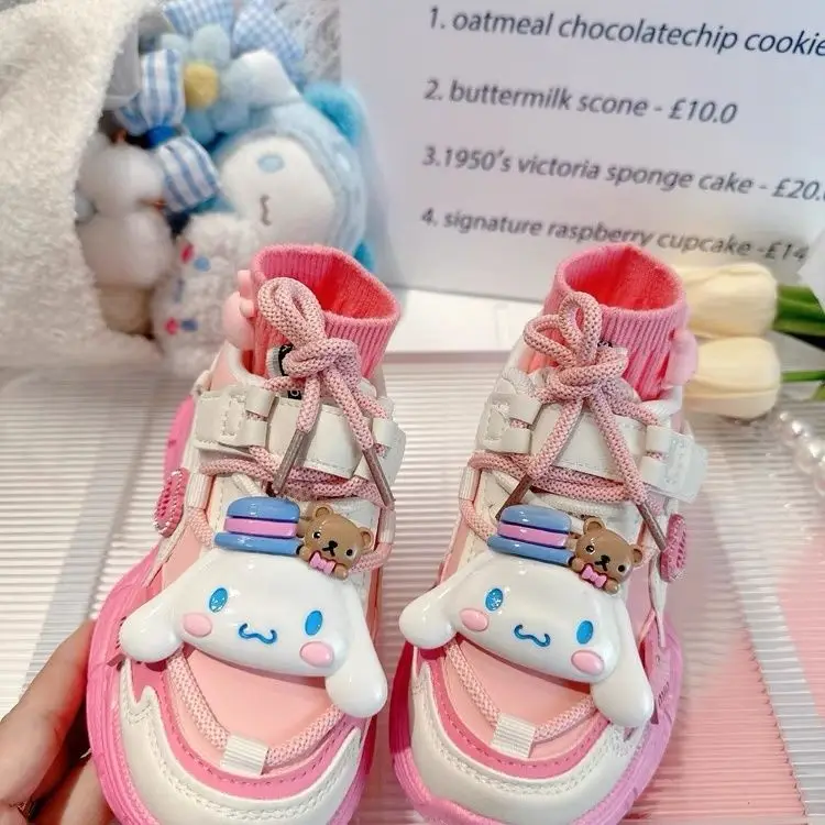 Anime Sanrios Hellokittys Cinnamoroll Kuromi Pompom Purins Kawaii Girl Sports Shoes Kid Dad Shoes Casual Cute Toddler Shoes Gift