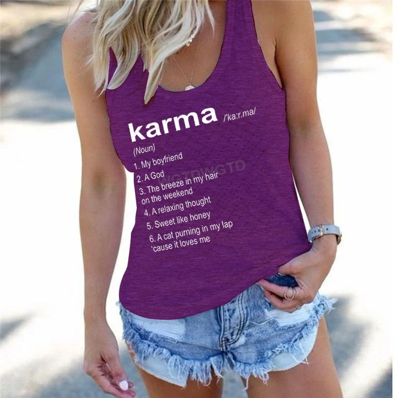 Karma Definition Letter Print Racerback Tank Top Women Me and Karma Vibe Casual Sexy Top Midnights Karma Fashion Woman Tops 2025