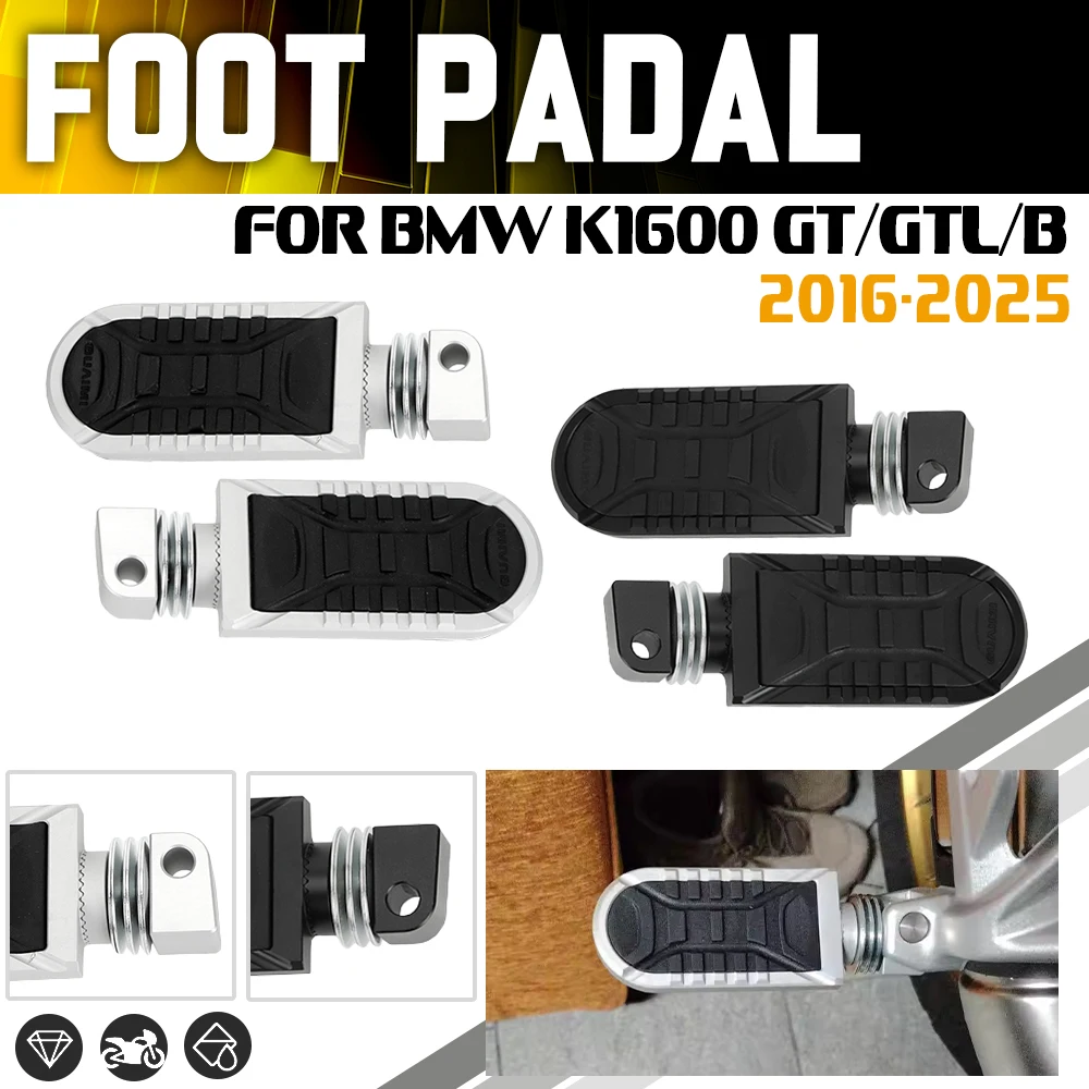 

For BMW K1600 GT K 1600GTL K1600 Grand America K1600 B 2016-2025 Motorcycle Foot Pegs Rest Pedal Rear Passenger Footpeg Footrest