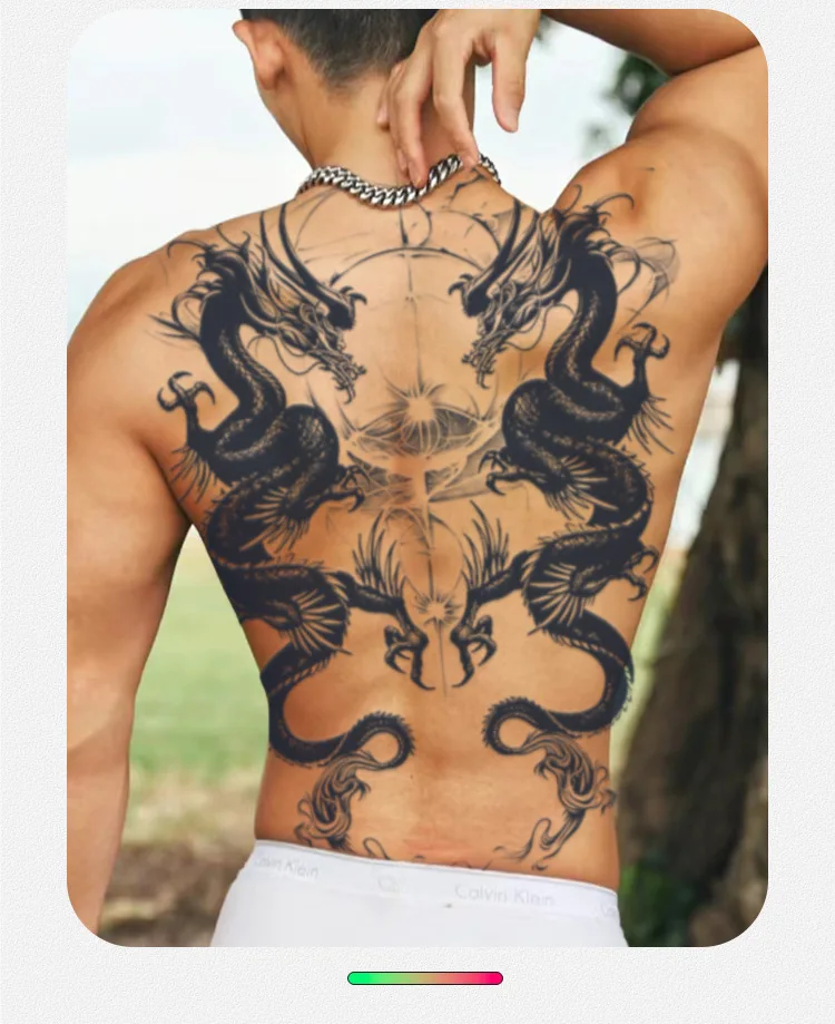CARGEN Tattoo-Aufkleber Drache – 6-teiliges Set, Große Größe (19x13 Cm), Wasserdicht | Temporäre Tattoos Für Arm & Körper