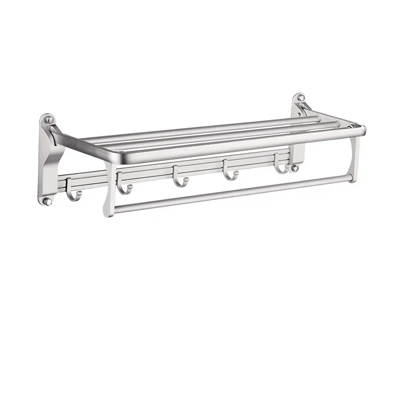 

Anrun Space Aluminum Storage Rack, Black Towel Rack, Double Layer Storage Rack, Non Installation Dual Use Bathroom Set, Five Pie