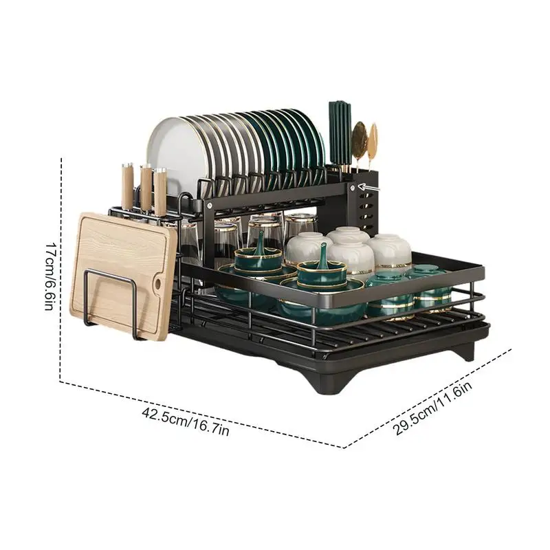 Estante de secado de platos de acero inoxidable, organizador de platos de cocina ajustable con escurridor sobre fregadero, soporte de almacenamiento de cubiertos para encimera