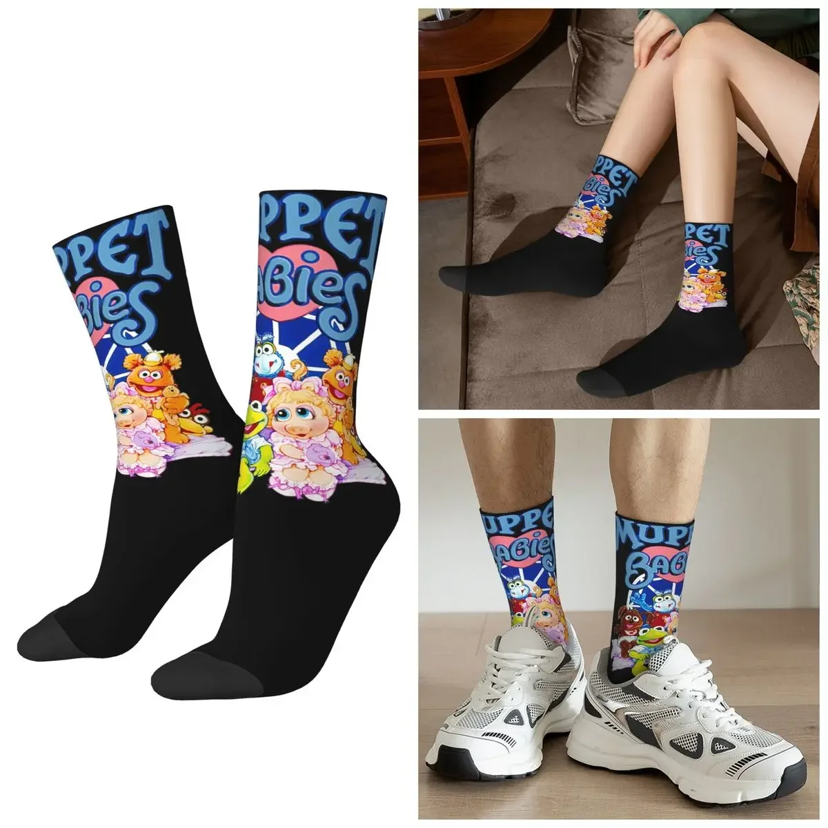

All Seasons Muppet Babies Socks Harajuku Sport Middle Tube Socks Sweat Absorbing Stockings for Men Women Valentine's Day Gifts